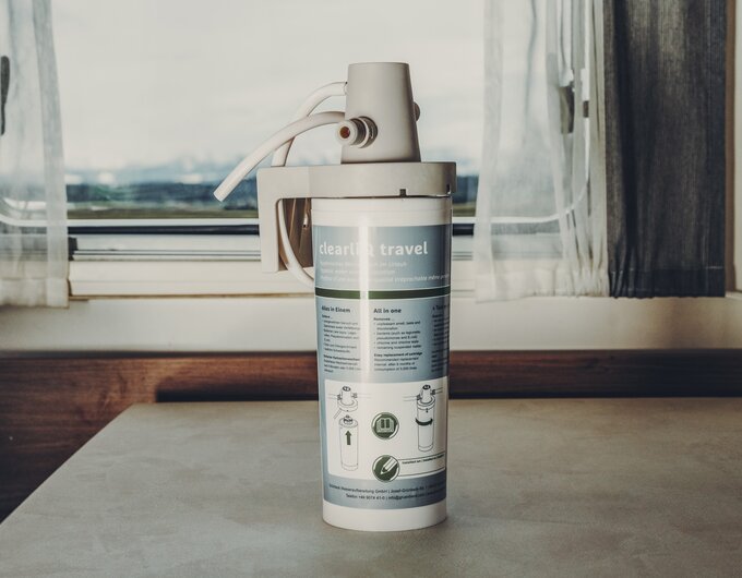 Water filter clearliQ travel powered by Grünbeck