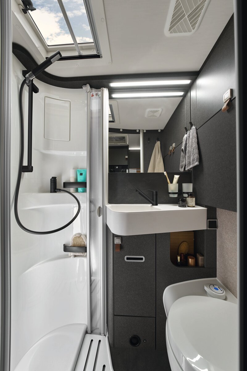 The washbasin is plenty big enough for you to wash your hands and brush your teeth.