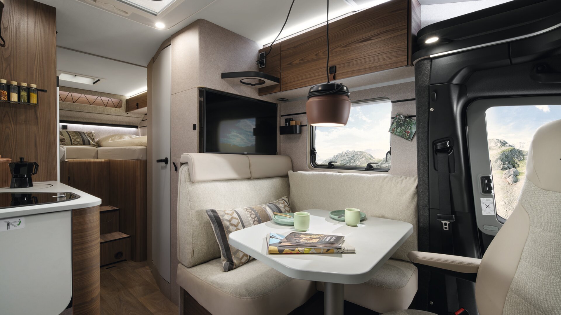 The TV is now recessed into the wall – for an even cleaner interior design.